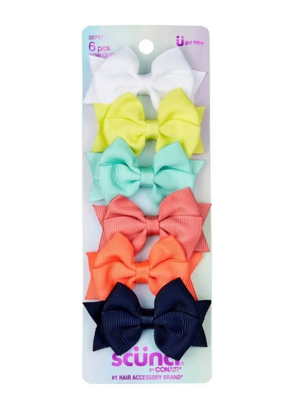 Toddler Assorted Bow Hair Clips - 6 Colorful Clips